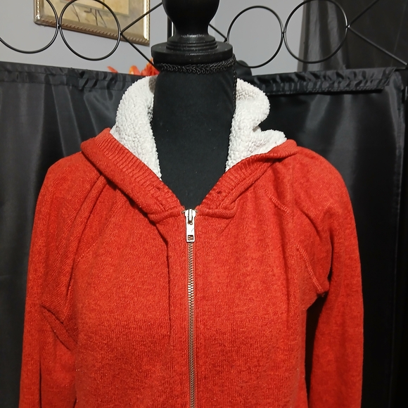 American Eagle Outfitters Brick Red Orange Hoodie Women's Size XL Zip Up - Picture 3 of 8